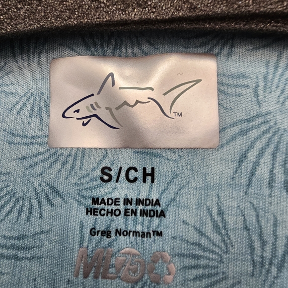 NWT Greg Norman Collection Aqua Patterned Polo Shirt SIZE MENS Small - Picture 5 of 7